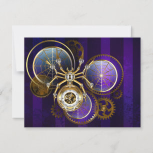 Steampunk Spider on Purple Background Card