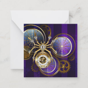 Steampunk Spider on Purple Background Card