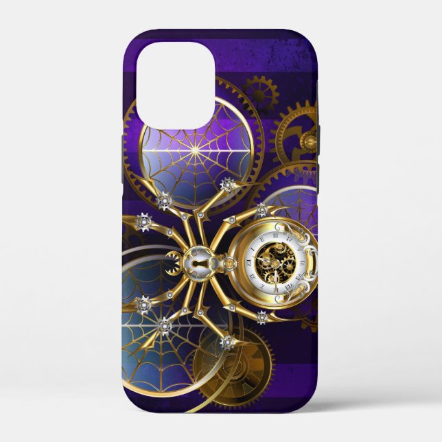 Steampunk Spider on Purple Background Case-Mate iPhone Case (Back)