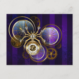 Steampunk Spider on Purple Background Enclosure Card