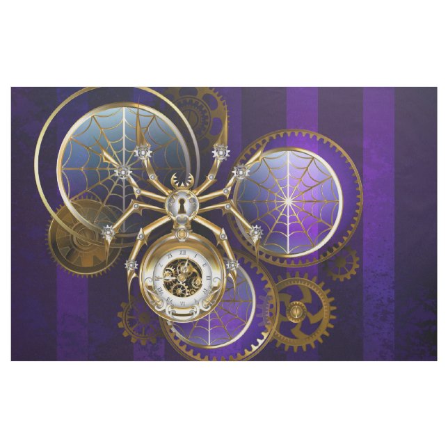 Steampunk Spider on Purple Background Fabric (Yard)