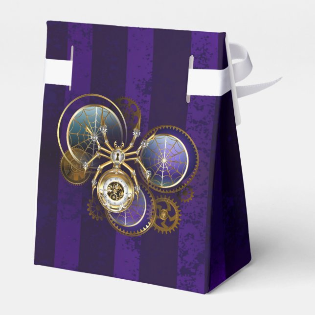 Steampunk Spider on Purple Background Favour Box (Back Side)