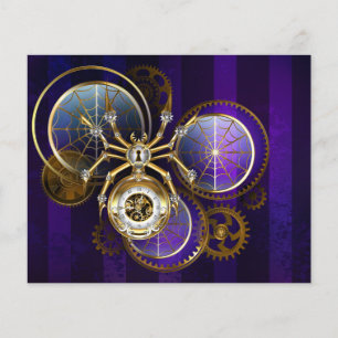 Steampunk Spider on Purple Background Flyer