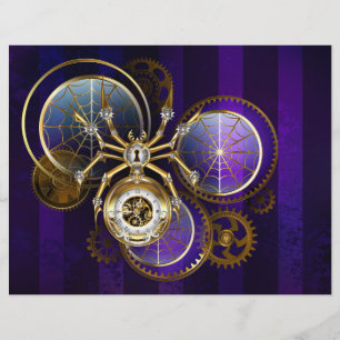 Steampunk Spider on Purple Background Flyer