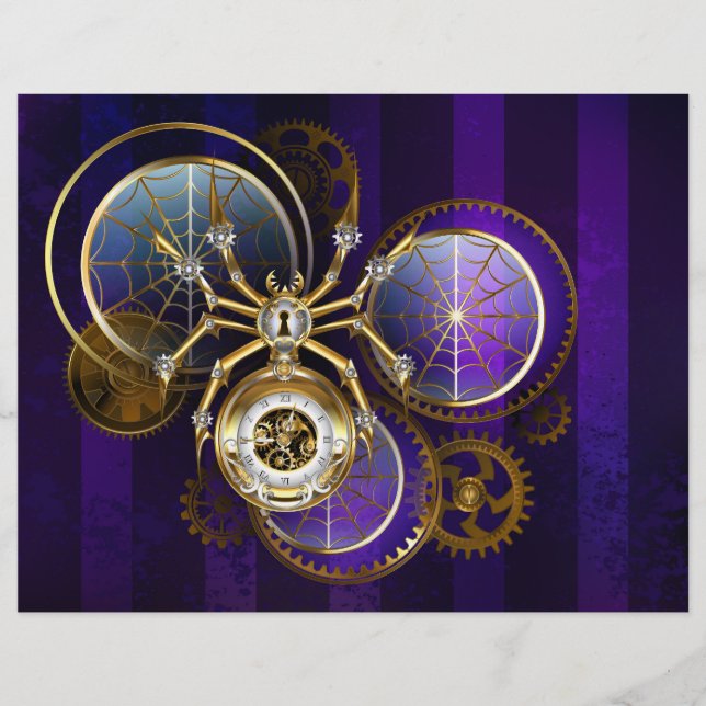 Steampunk Spider on Purple Background Flyer (Front)