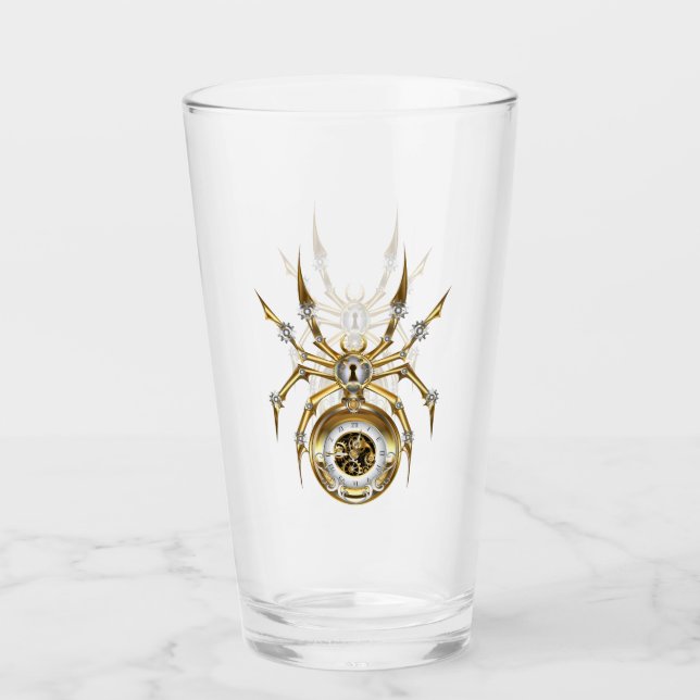 Steampunk Spider on Purple Background Glass (Front)
