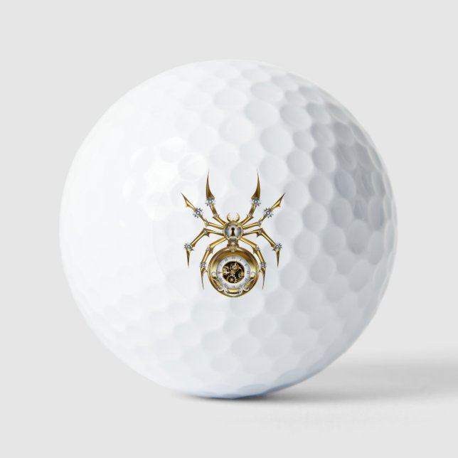 Steampunk Spider on Purple Background Golf Balls (Front)