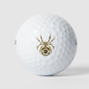 Steampunk Spider on Purple Background Golf Balls