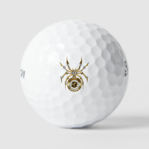 Steampunk Spider on Purple Background Golf Balls