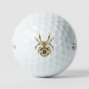 Steampunk Spider on Purple Background Golf Balls