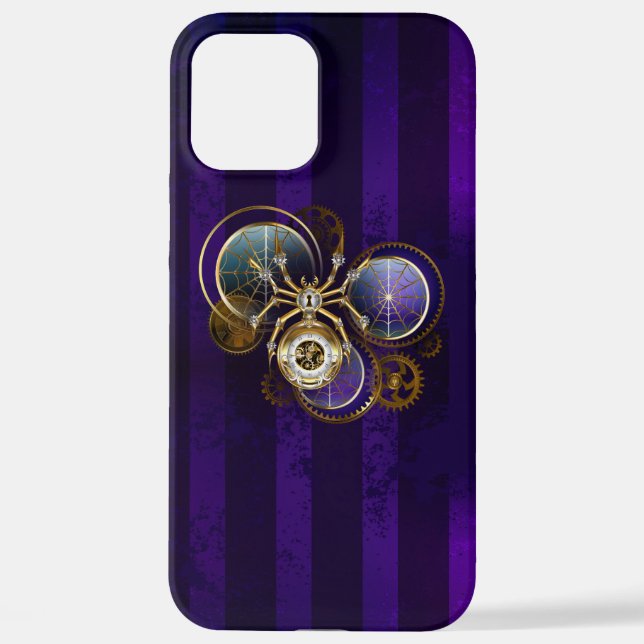 Steampunk Spider on Purple Background iPhone Case (Back)