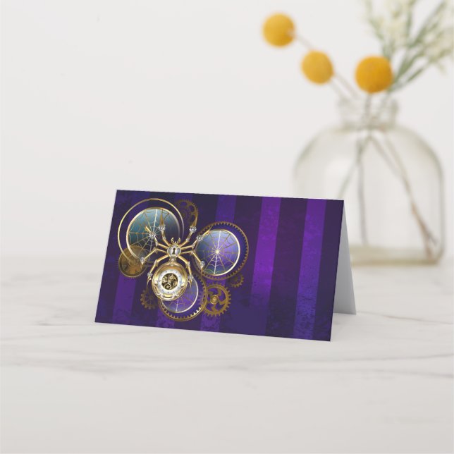 Steampunk Spider on Purple Background Loyalty Card (Front)