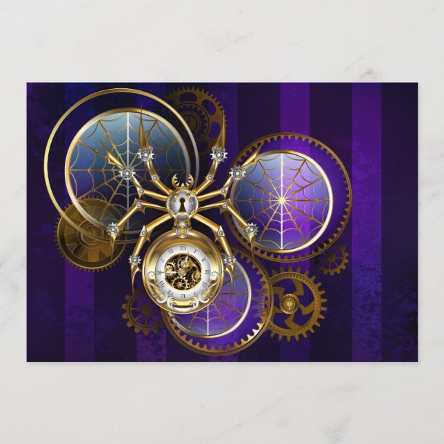 Steampunk Spider on Purple Background Menu (Front)