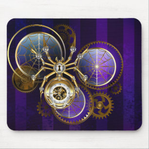Steampunk Spider on Purple Background Mouse Pad