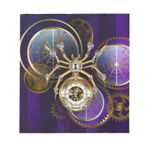 Steampunk Spider on Purple Background Notepad
