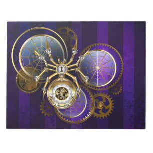 Steampunk Spider on Purple Background Notepad