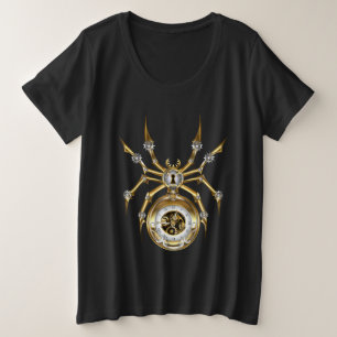 Steampunk Spider on Purple Background Plus Size T-Shirt