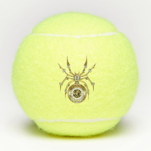 Steampunk Spider on Purple Background Tennis Balls