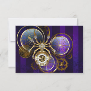 Steampunk Spider on Purple Background Thank You Card