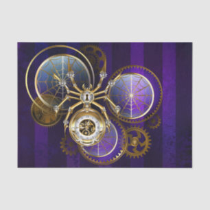 Steampunk Spider on Purple Background Tissue Paper
