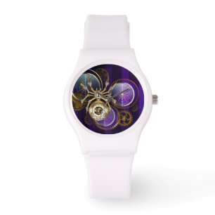 Steampunk Spider on Purple Background Watch
