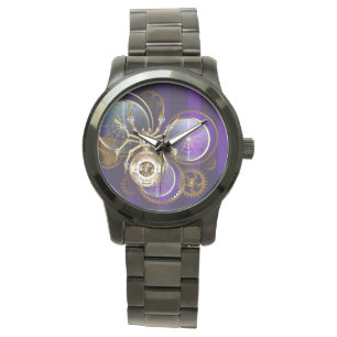 Steampunk Spider on Purple Background Watch