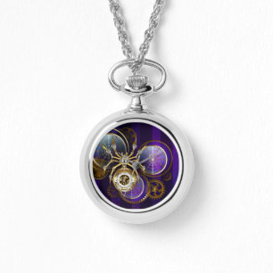 Steampunk Spider on Purple Background Watch