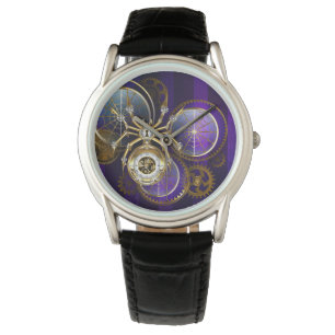 Steampunk Spider on Purple Background Watch