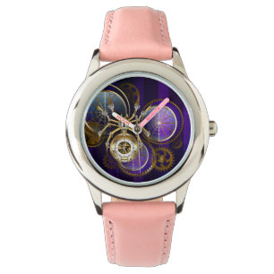 Steampunk Spider on Purple Background Watch