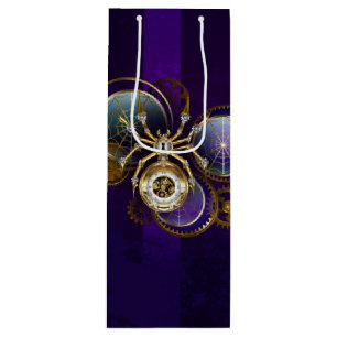 Steampunk Spider on Purple Background Wine Gift Bag