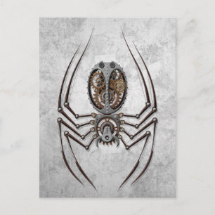 Steampunk Spider on Rough Steel Postcard
