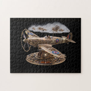 Steampunk Spitfire Mechanical Fighter Plane Jigsaw Puzzle