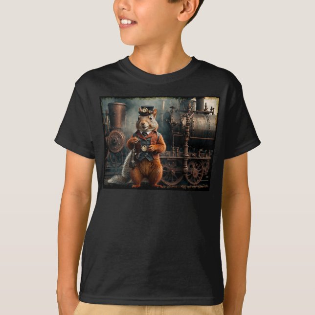 Steampunk Squirrel and Train T-Shirt (Front)