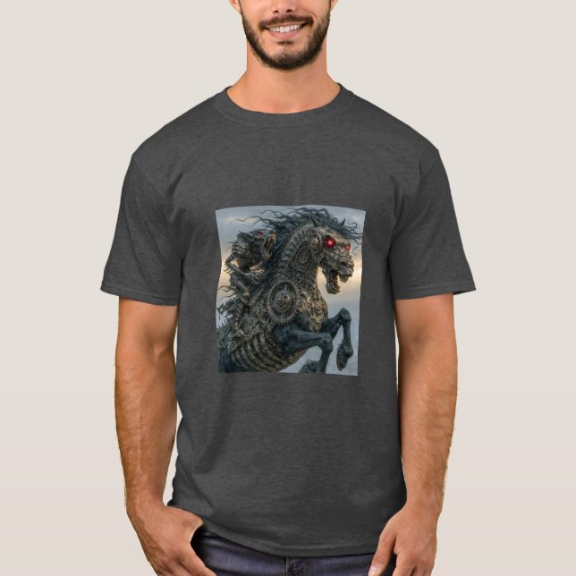 Steampunk Stallion Night Creature Rider T-Shirt (Front)