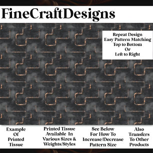 Steampunk Steam & Pipes Dark Pattern BN7 Decoupage Tissue Paper