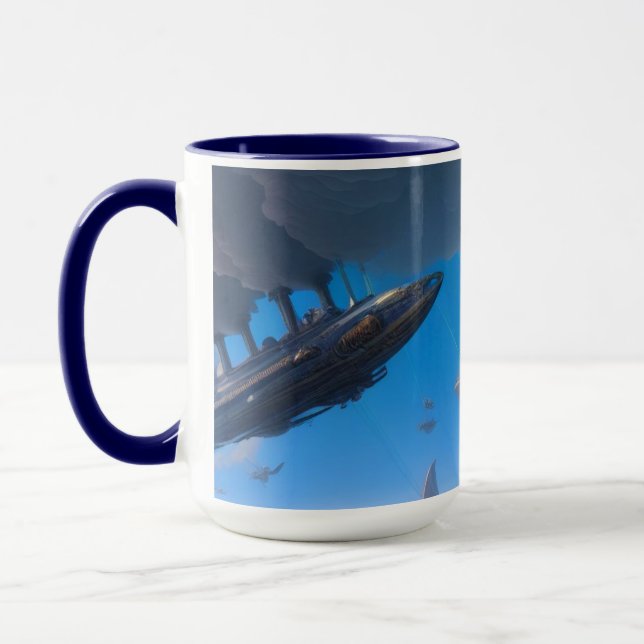 Steampunk Steamship Airship SciFi Mug (Left)