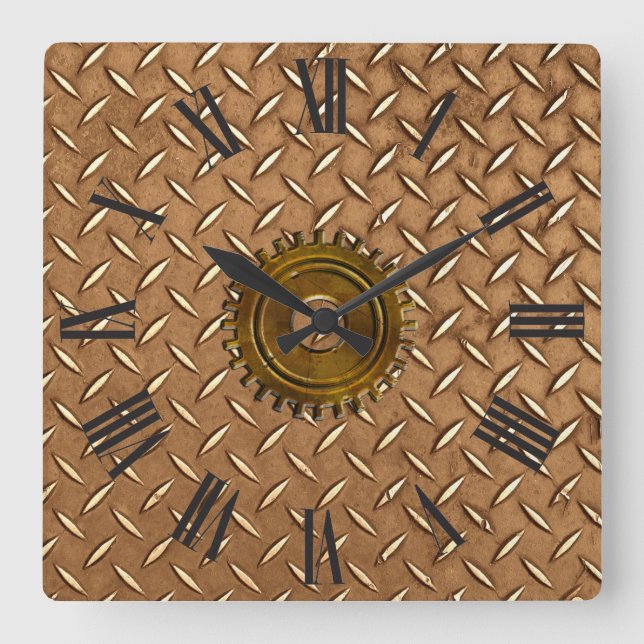 Steampunk Steel-plated Metal-look Wall Clock (Front)