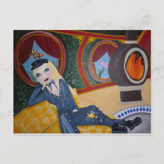 Steampunk submarine Captain close - postcard