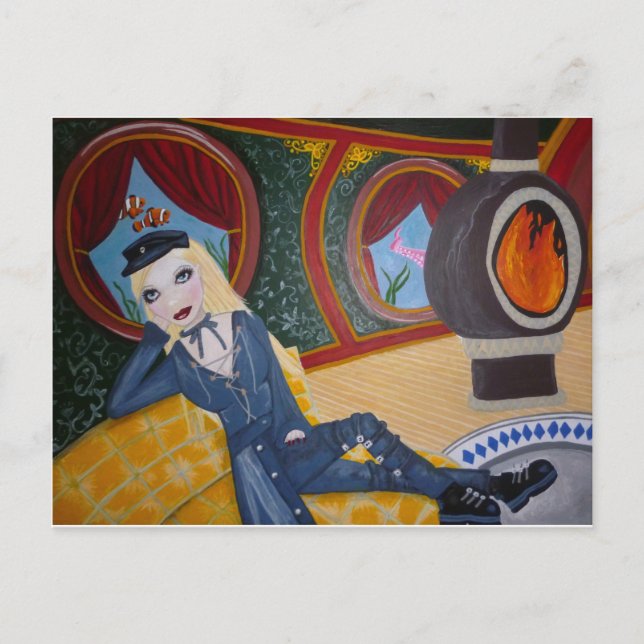 Steampunk submarine Captain close - postcard (Front)