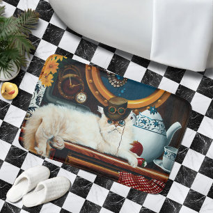 Steampunk Submarine Cat Tea Bath Mat