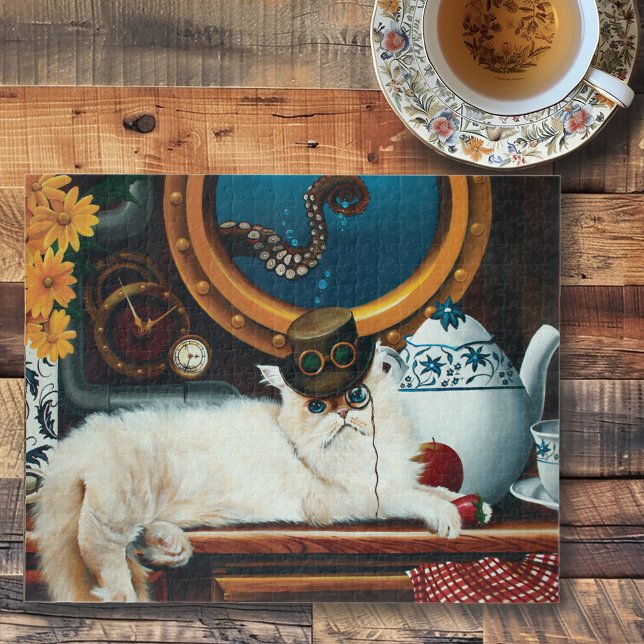 Steampunk Submarine Cat Tea Jigsaw Puzzle (Creator Uploaded)