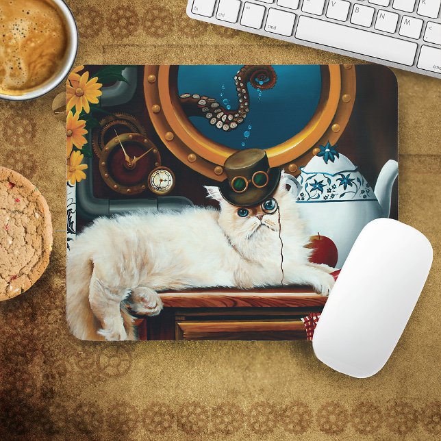 Steampunk Submarine Cat Tea Mouse Pad (Creator Uploaded)