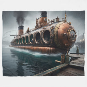 Steampunk Submersible Ocean-liner Fleece Blanket