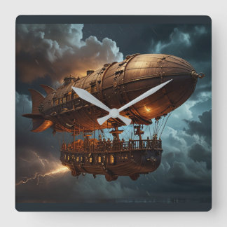 Steampunk Submersible Ocean-liner Square Wall Clock