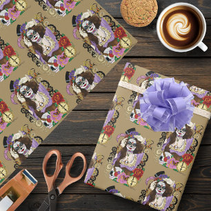 Steampunk Sugar Skull Wrapping Paper