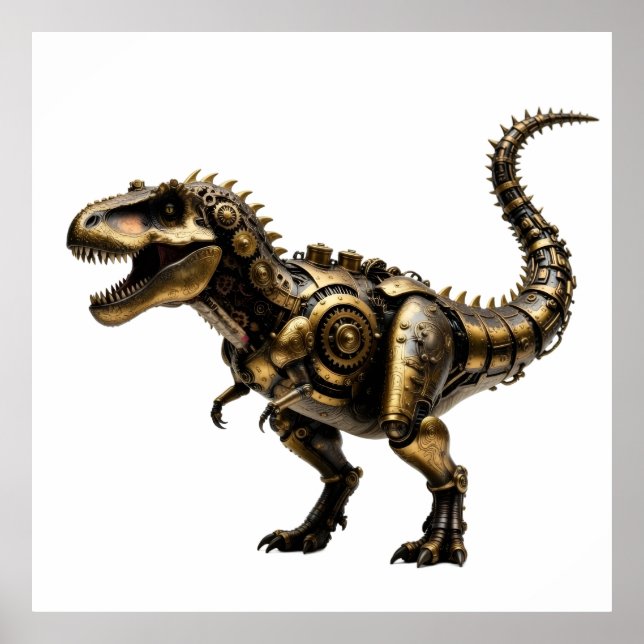 Steampunk T-Rex Mech – Brass Dino Beast Poster (Front)