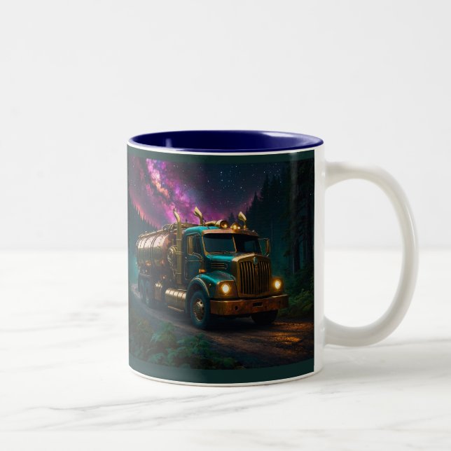 Steampunk Tanker Truck Two-Tone Coffee Mug (Right)