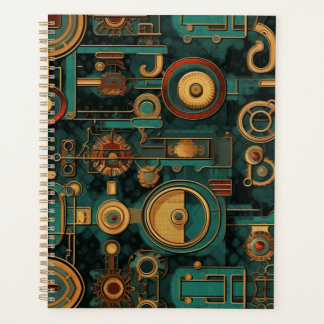 Steampunk Teal Red Gold Planner