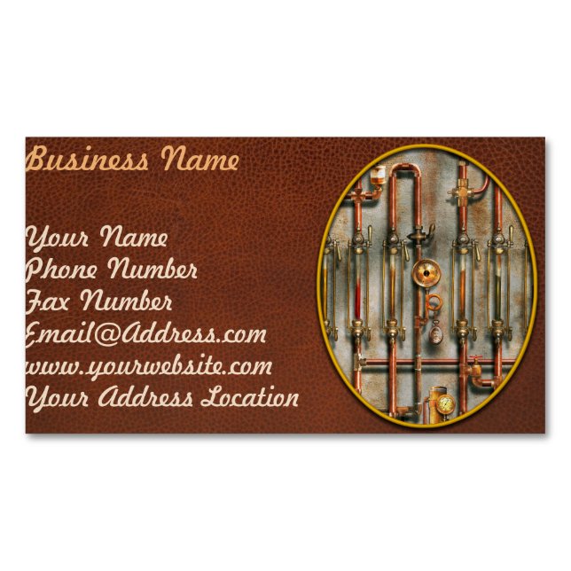 Steampunk - The lubrication manifold Magnetic Business Card (Front)