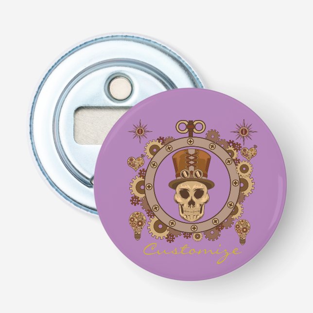 Steampunk Theme Top Hat Skull Thunder_Cove Bottle Opener (Front)